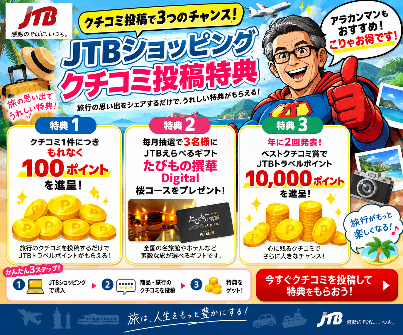 JTBクチコミ投稿キャンペーン アラカンマン
